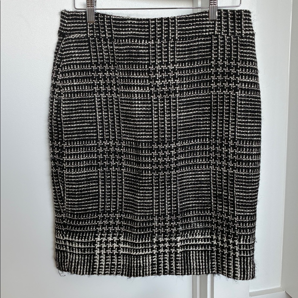Brooks Brothers black and white plaid wool skirt